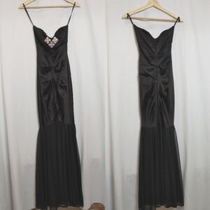 Cache Vintage Strapless Mermaid‎ Dress Stretch Fitted Crystal Embellishments 2